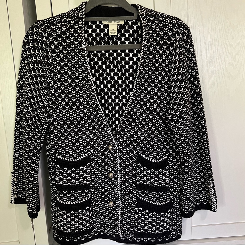 White House Black Market Heavyweight Knit Cardigan Sweater Medium Old Money